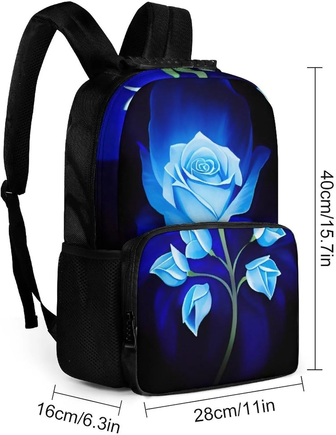 Burning Blue Rose Art Rucksacks Lightweight Multipurpose Anti-Theft Shoulder Bag Big Capacity Laptop Book Bag Rucksack With Padded Straps