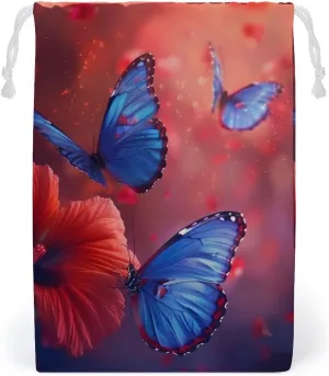 Butterfly Insect Animal Drawstring Storage Bag Canvas Stuff Sack Reusable Laundry Bags Jewelry Pouch String Bag 20 * 25cm