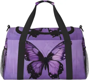 butterfly purple print Weekender Overnight Carry On Bag Gym Luggage Bag Duffel Bag for Travel Women
