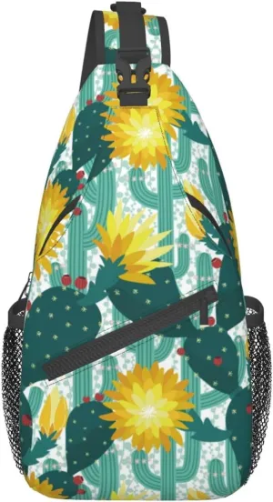 Cactus Shoulder Bag Cute Sling Backpack Daypack Casual Backpack Hiking Bag Plants Backpack Bag