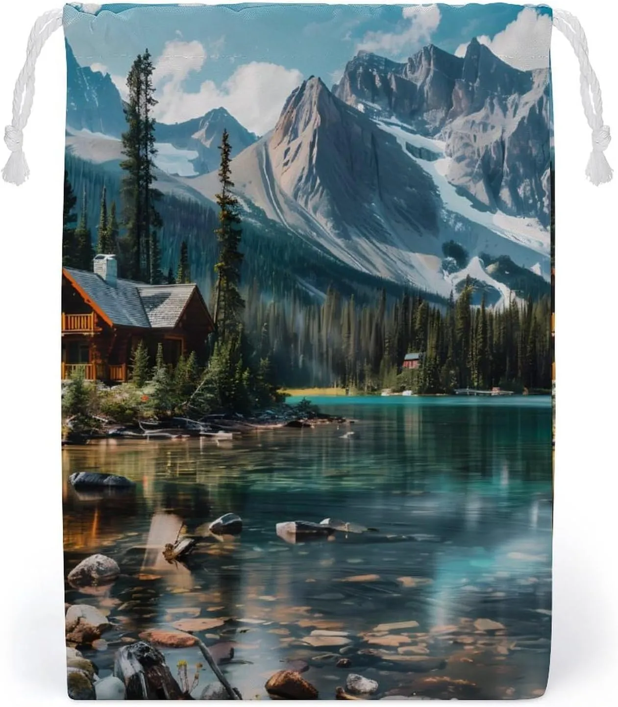 Canada Ohara Lake Yoho National Park Drawstring Bag Portable Storage Bags Small Pouch for Sports Travel 20 * 25cm