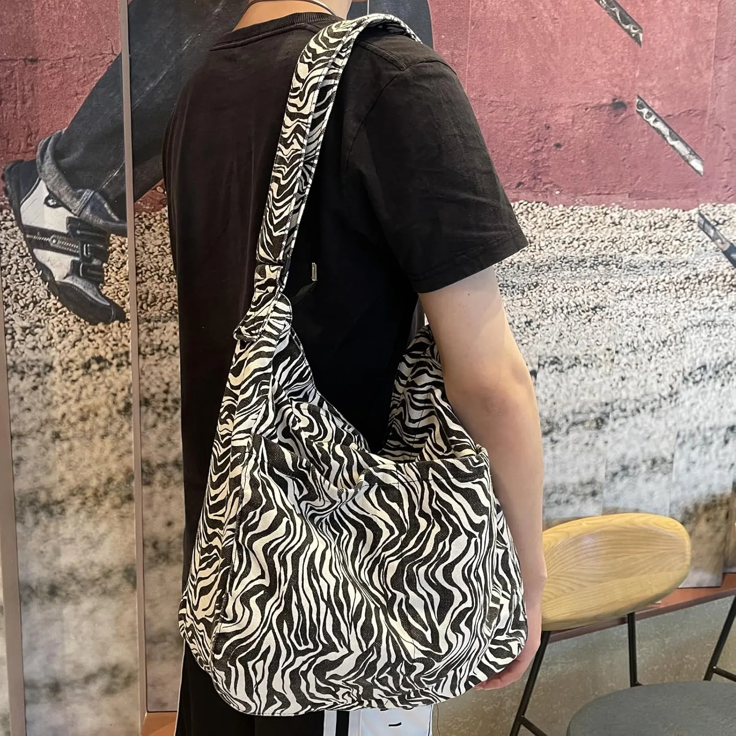Canvas Hobo Crossbody Shoulder Tote Bag for Women and Men W/Multi-pocket Casual Purse Messenger Bags Travel Work