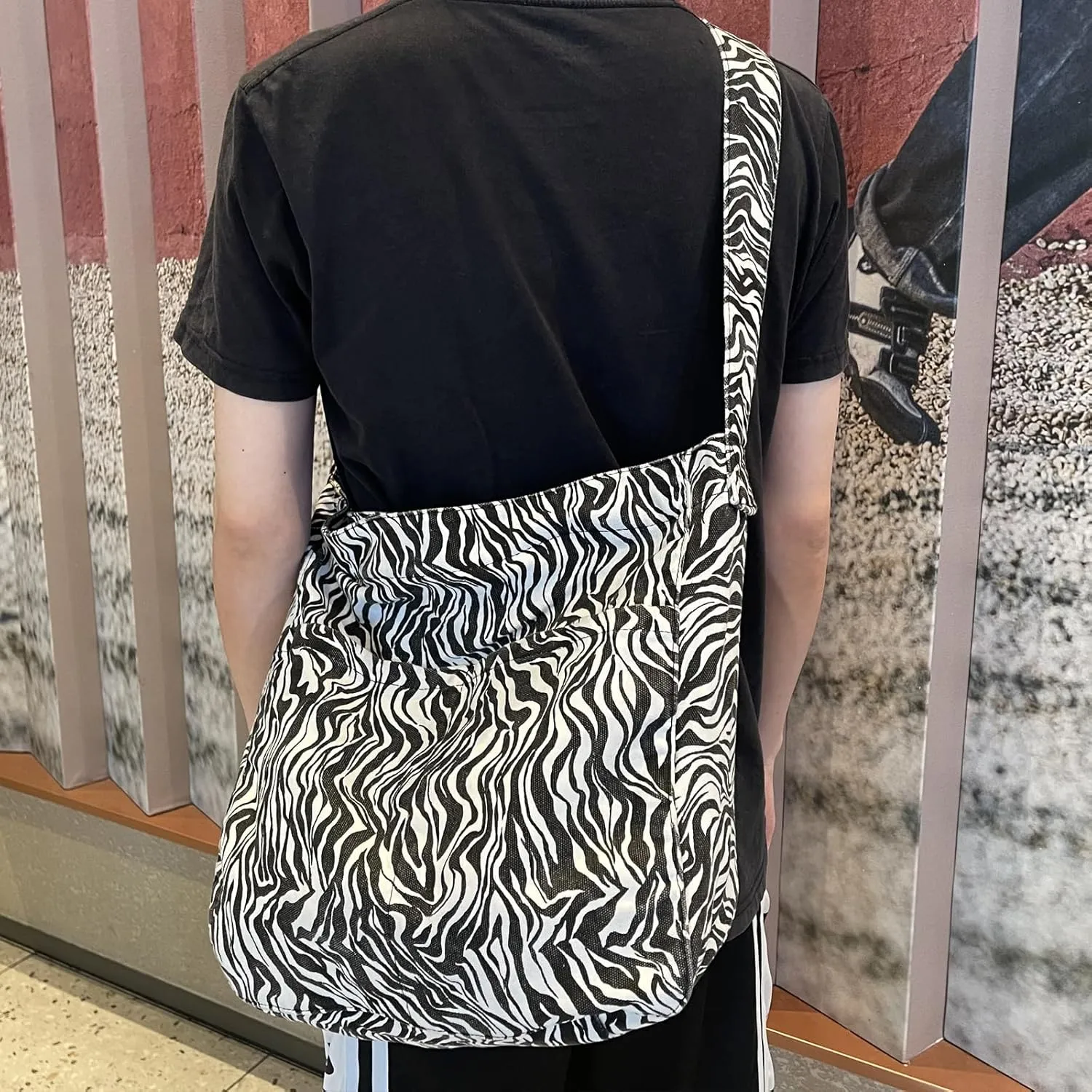 Canvas Hobo Crossbody Shoulder Tote Bag for Women and Men W/Multi-pocket Casual Purse Messenger Bags Travel Work