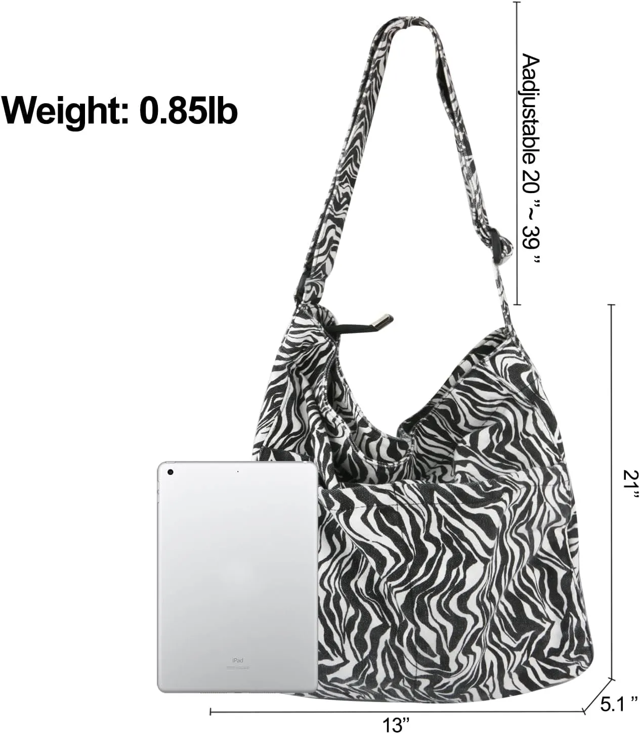 Canvas Hobo Crossbody Shoulder Tote Bag for Women and Men W/Multi-pocket Casual Purse Messenger Bags Travel Work