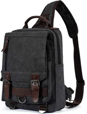 Canvas Messenger Bag Crossbody Shoulder Backpack Sling Bag Rucksack Daypack Casual Travel