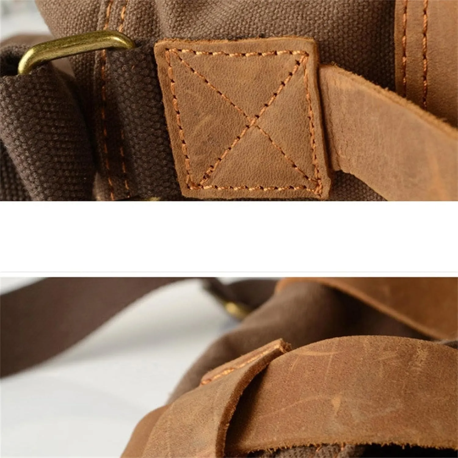 Canvas Messenger Bag, Genuine Leather Large Shoulder Bags, Vintage Crossbody Satchel Purse