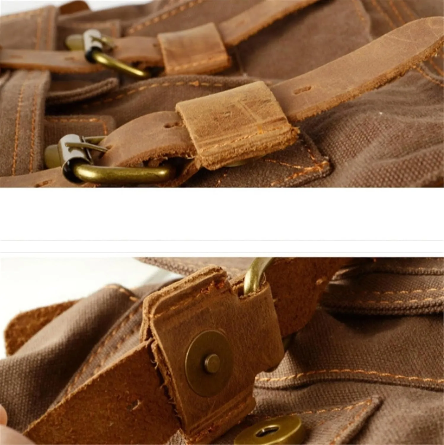 Canvas Messenger Bag, Genuine Leather Large Shoulder Bags, Vintage Crossbody Satchel Purse