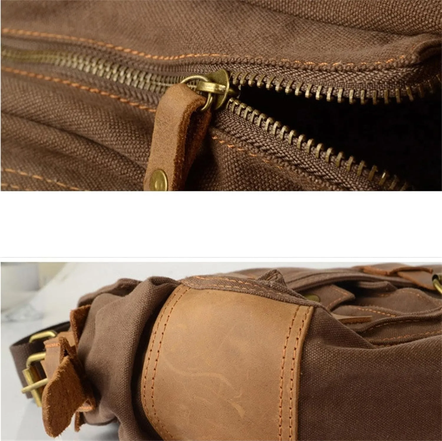 Canvas Messenger Bag, Genuine Leather Large Shoulder Bags, Vintage Crossbody Satchel Purse