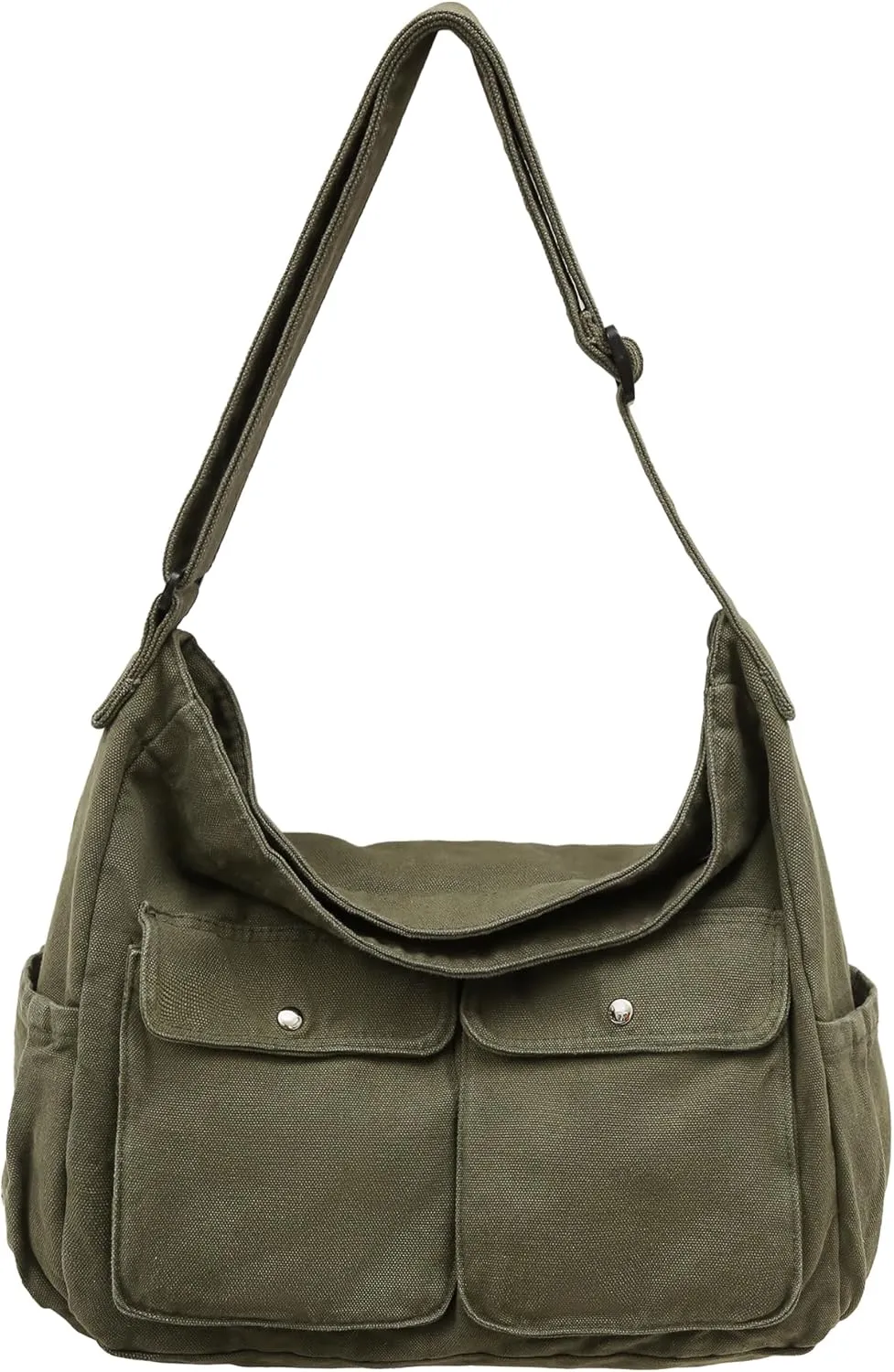 Canvas Messenger Bag Large Hobo Crossbody Bag for Women and Men Canvas Shoulder Tote Bag with Multiple Pockets for Work