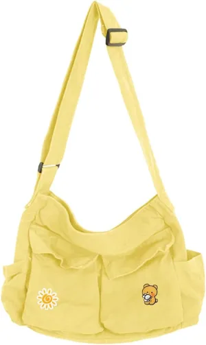 Canvas Messenger Bag Large Hobo Crossbody Bags with Multiple Pockets,School Vintage Shoulder Laptop Bag for Women and Men