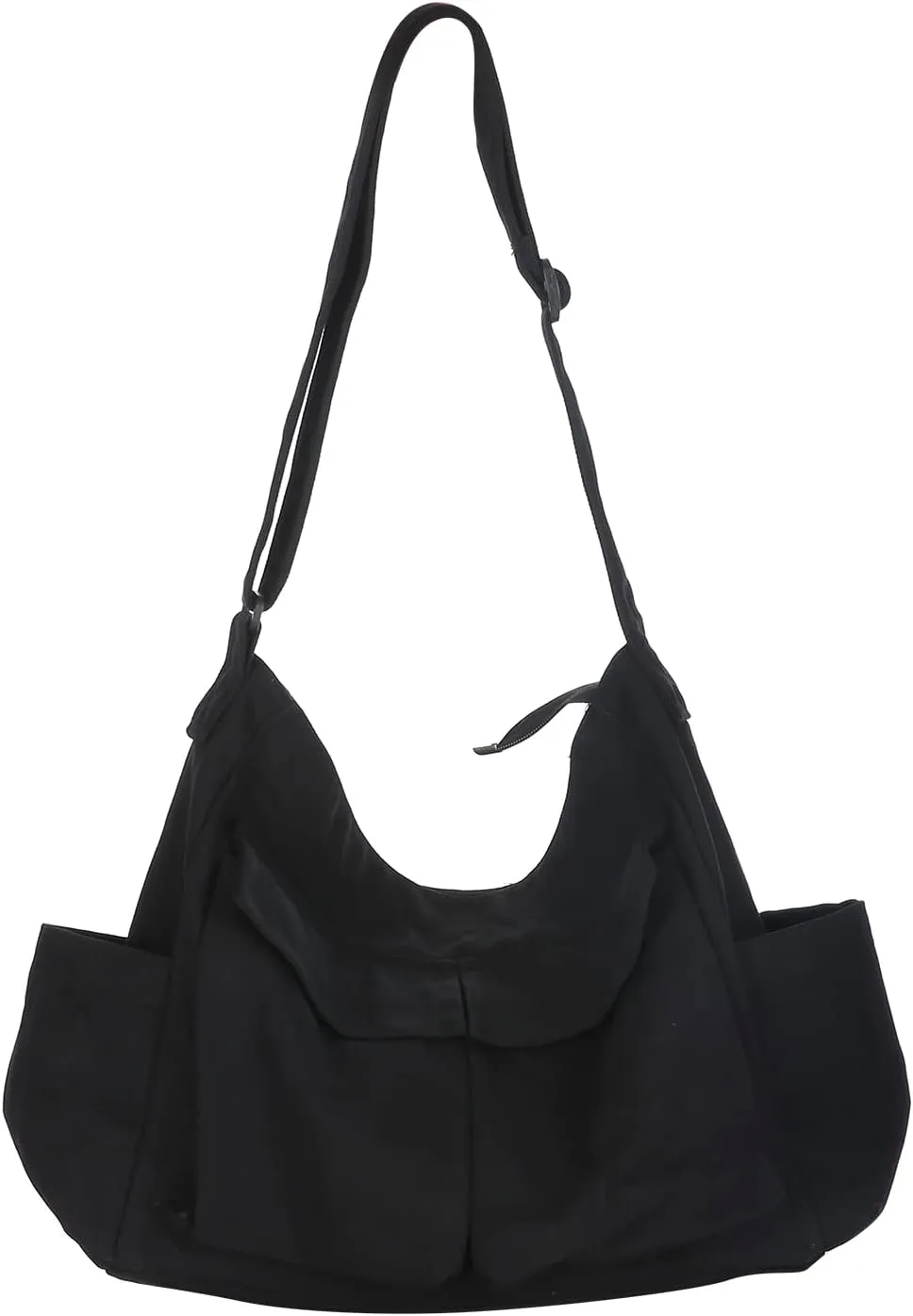 Canvas Messenger Bag Large Hobo Crossbody Bags, Women Men Crossbody Shoulder Bag with Multiple Pockets Canvas Messenger Bag, Large Capacity Art Leisure Bag Canvas Shoulder Tote Bag (Black)
