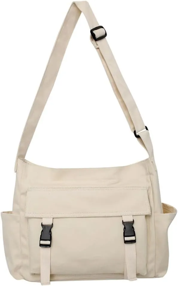 Canvas Messenger Bag Large Hobo Shoulder Crossbody Purses Casual Tote Bags for Women Travel Bag Multiple Pockets