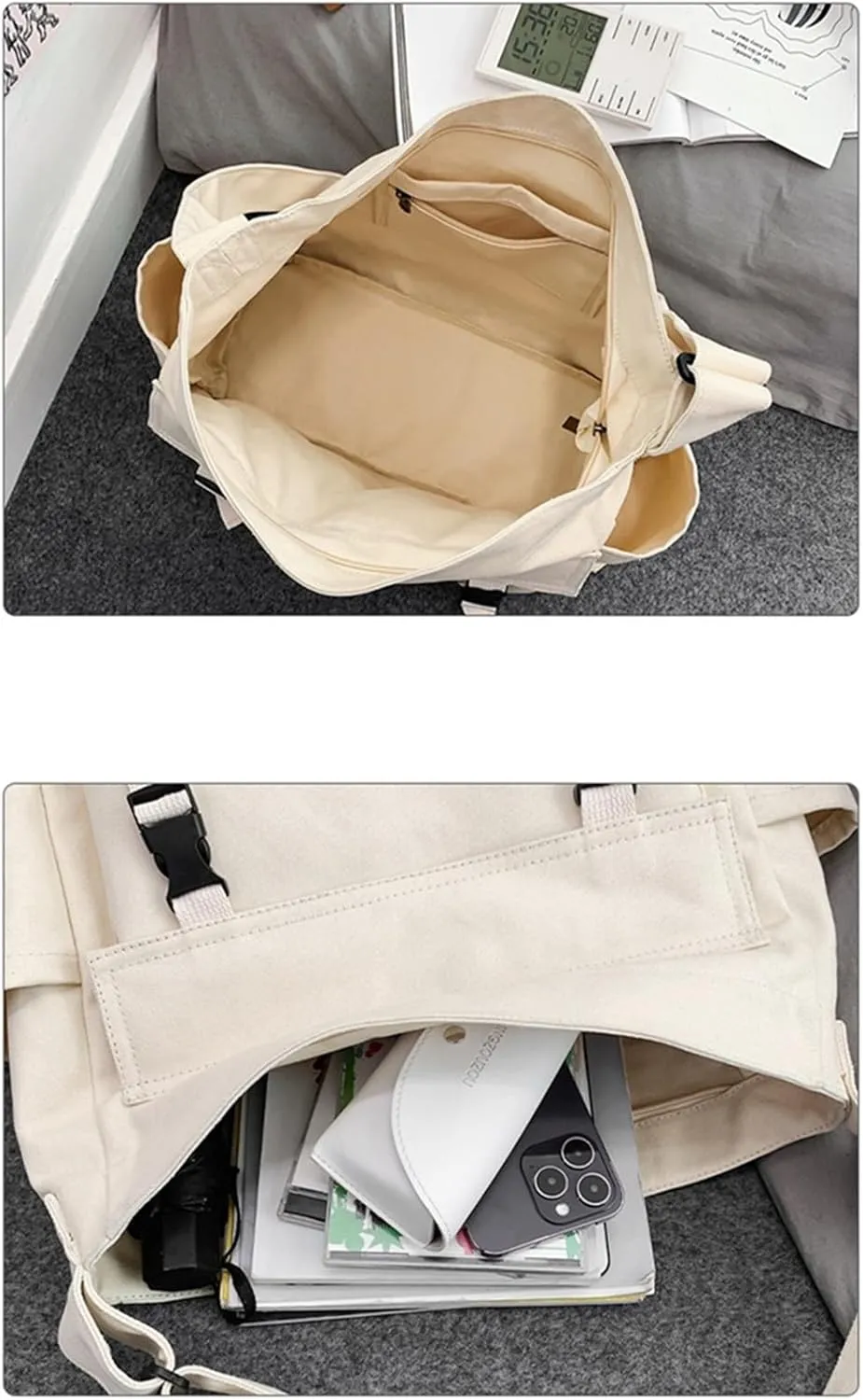 Canvas Messenger Bag Large Hobo Shoulder Crossbody Purses Casual Tote Bags for Women Travel Bag Multiple Pockets