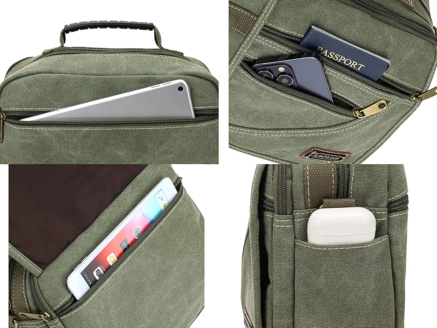 Canvas Purse - Small Crossbody Messenger Shoulder Work Travel Bag