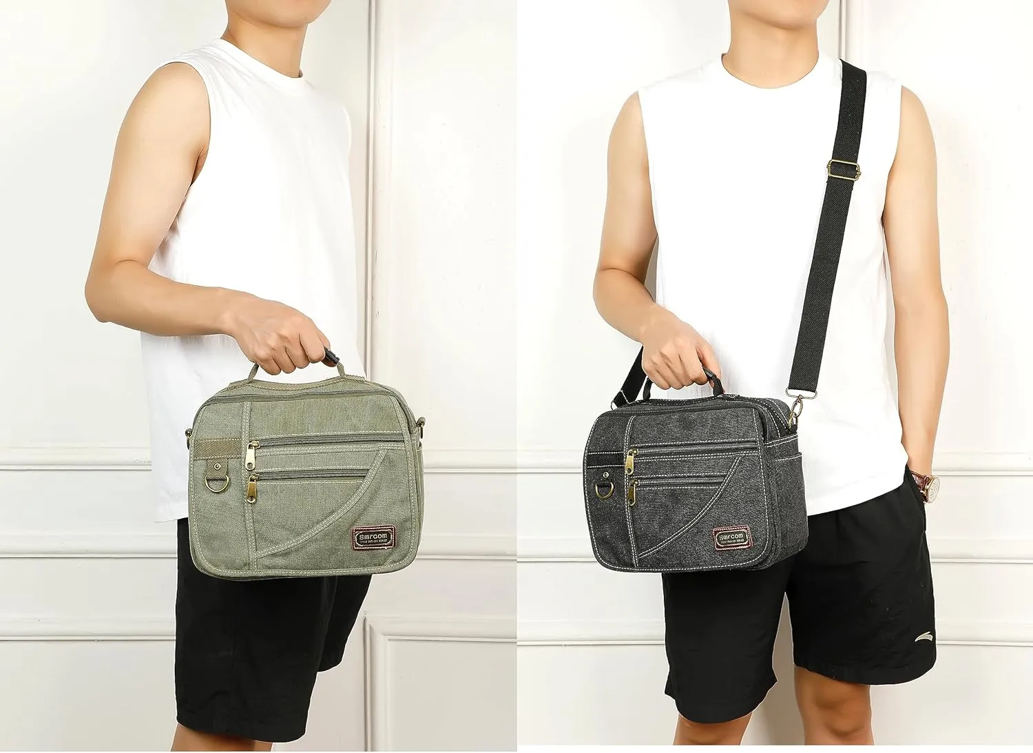 Canvas Purse - Small Crossbody Messenger Shoulder Work Travel Bag