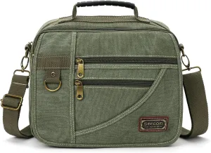 Canvas Purse - Small Crossbody Messenger Shoulder Work Travel Bag
