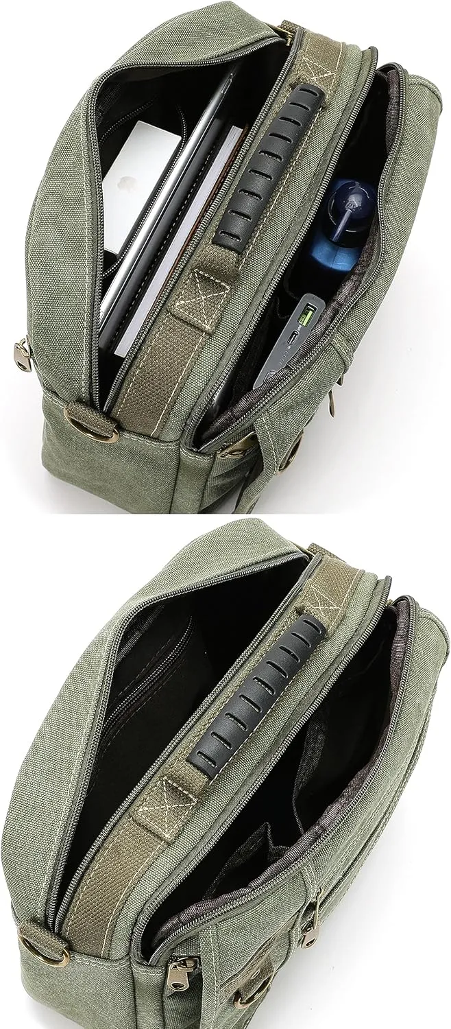 Canvas Purse - Small Crossbody Messenger Shoulder Work Travel Bag