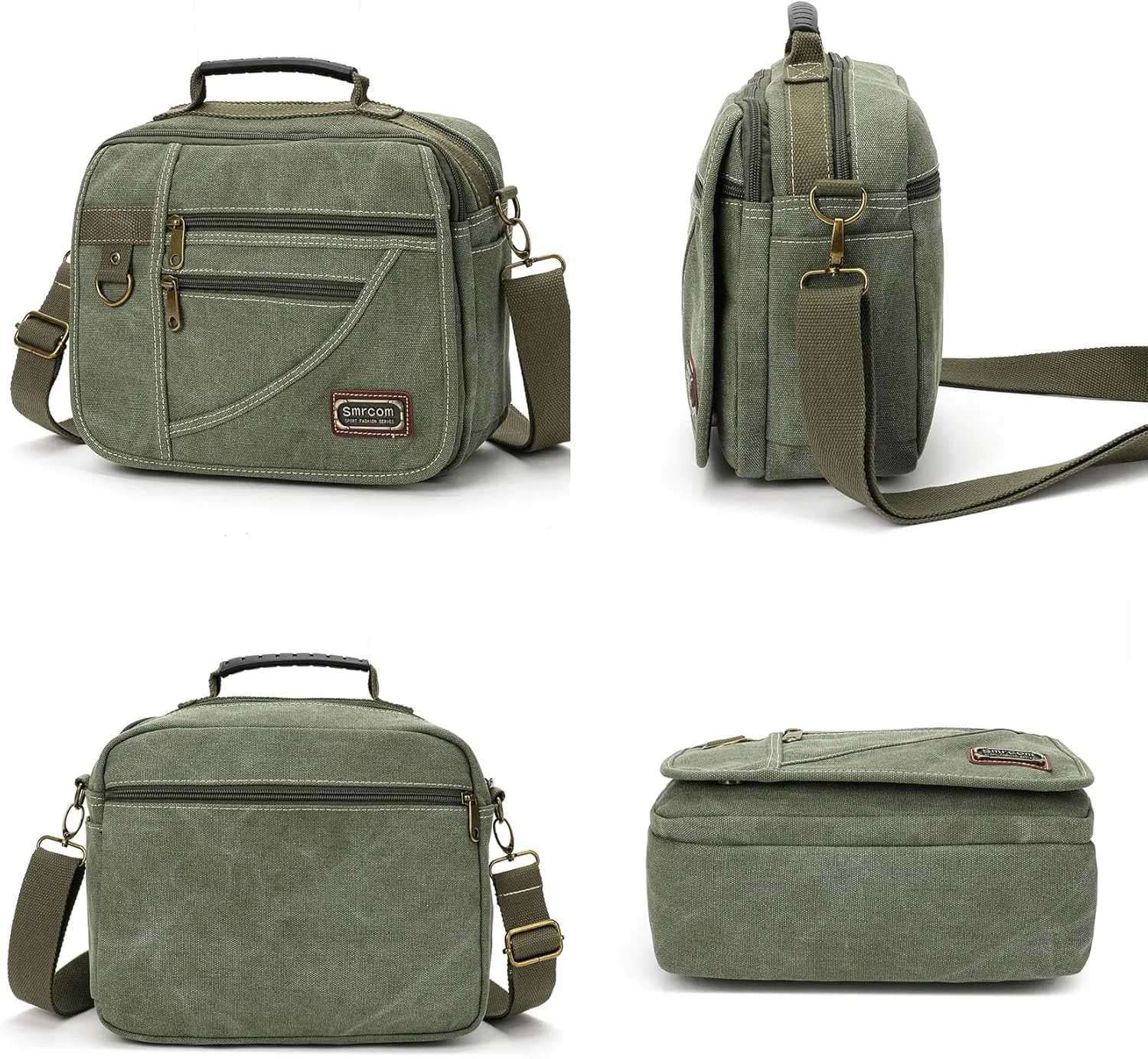 Canvas Purse - Small Crossbody Messenger Shoulder Work Travel Bag