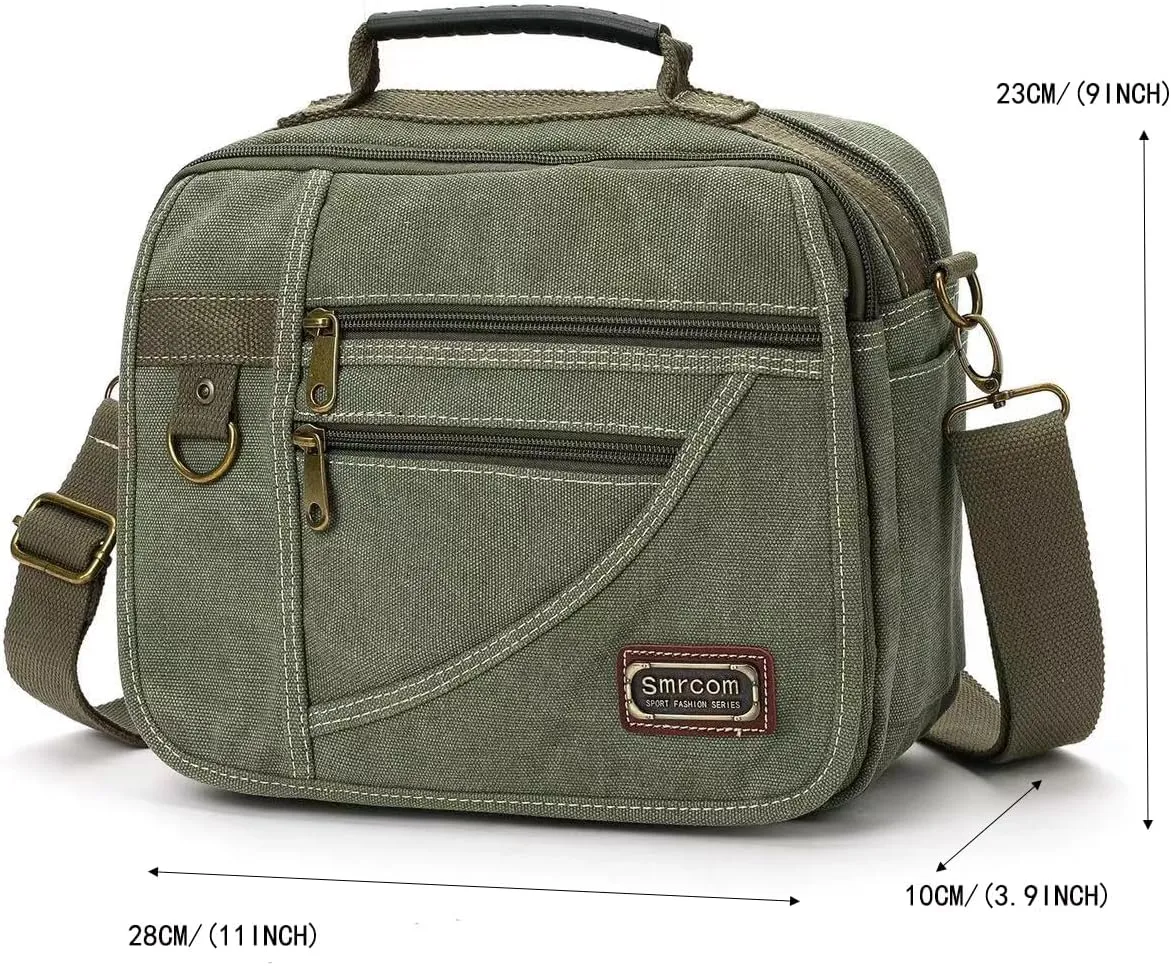Canvas Purse - Small Crossbody Messenger Shoulder Work Travel Bag