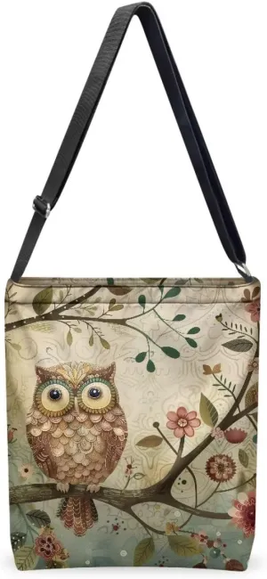 Canvas Shoulder Bag Crossbody Travel Bags for Women Ladies Zipper Pocket Adsjuatble Shoulder Satchel Grocery Bag