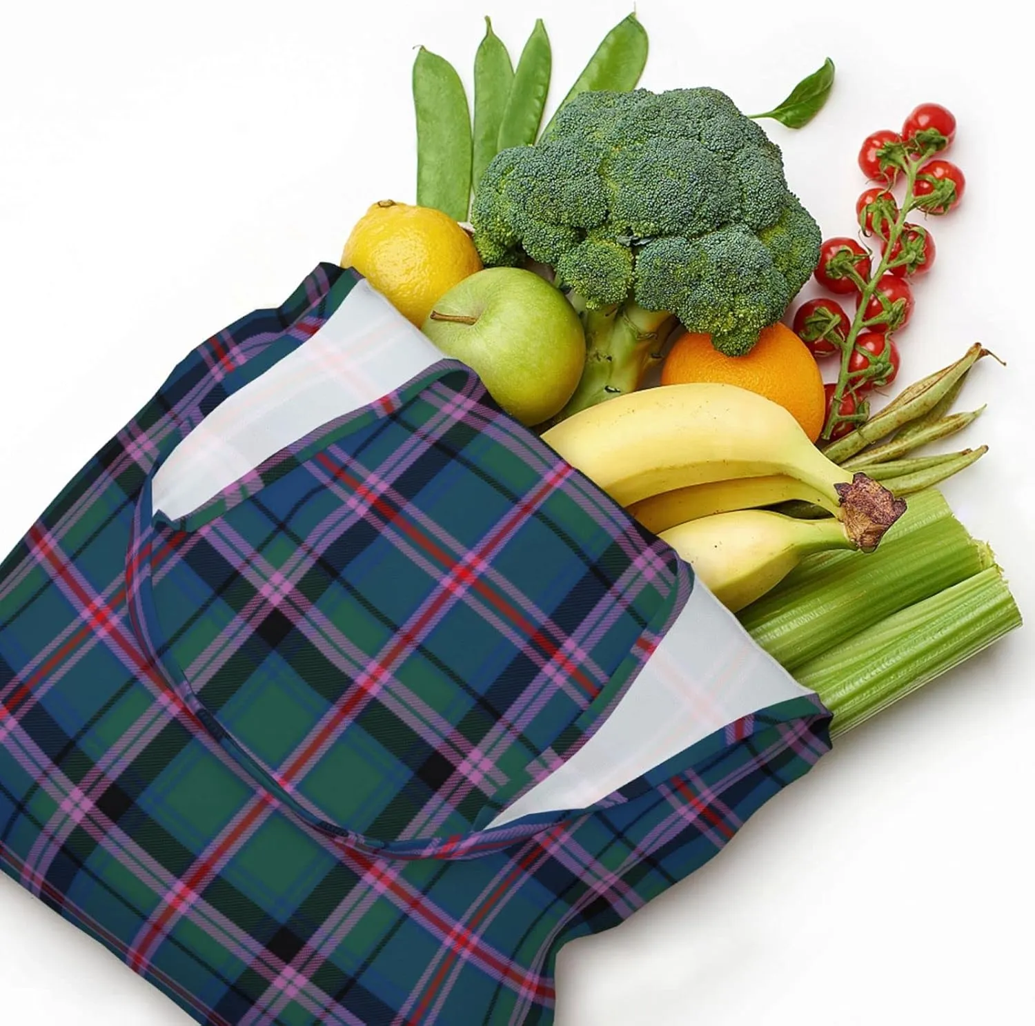Canvas Shoulder Tote Bags For Women And Men, Reusable Grocery Bags, Large Capacity Urquhart Ancient Tartan Printed