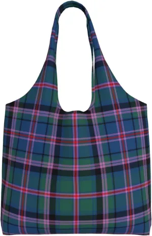 Canvas Shoulder Tote Bags For Women And Men, Reusable Grocery Bags, Large Capacity Urquhart Ancient Tartan Printed