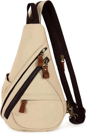 Canvas Sling Bags Crossbody Sling Backpack for Men Women Chest Bags Small Hiking Travel Shoulder Daypack
