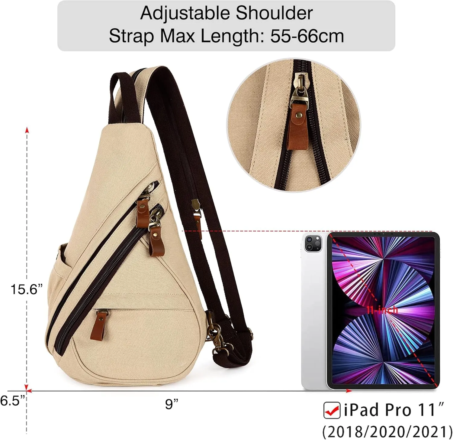 Canvas Sling Bags Crossbody Sling Backpack for Men Women Chest Bags Small Hiking Travel Shoulder Daypack