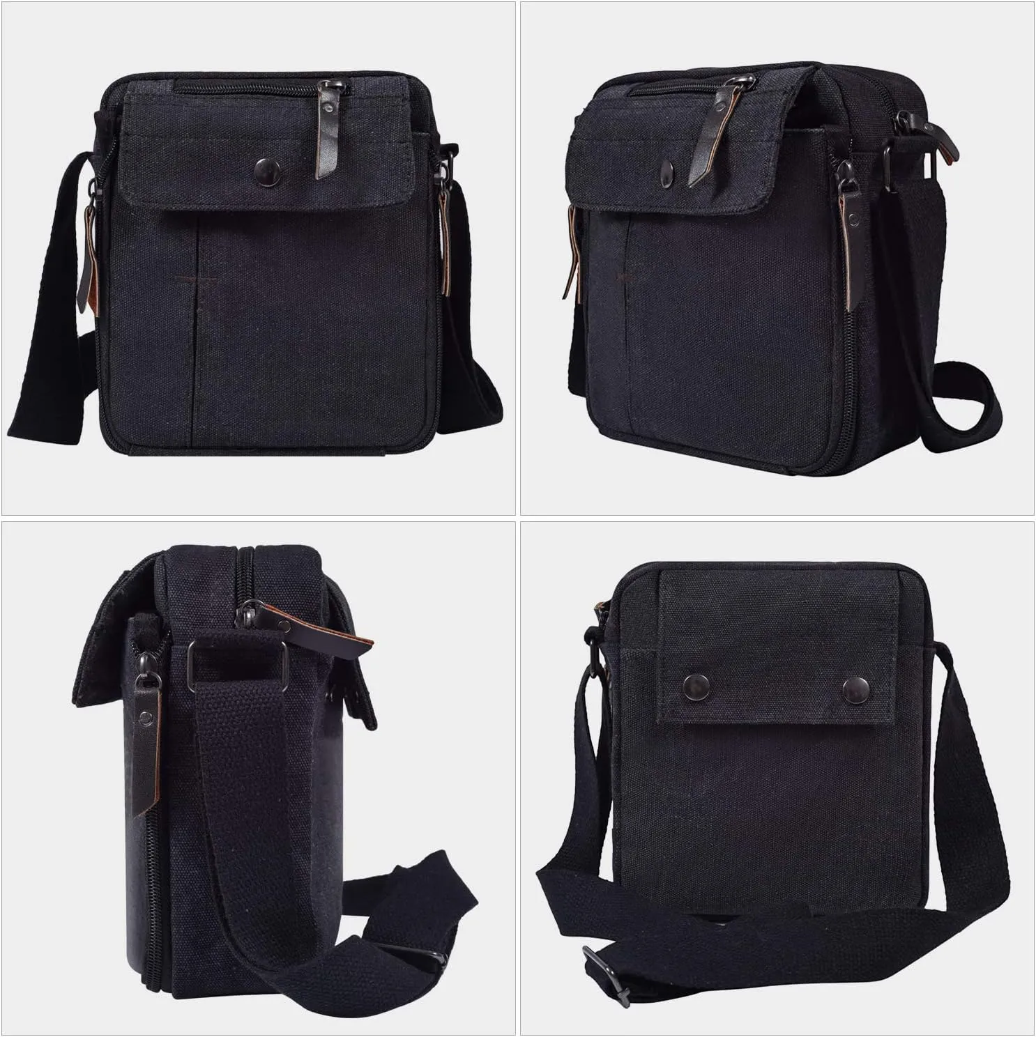 Canvas Small Messenger for Men Women, Mini Crossbody Shoulder Chest Travel Bag, Multi-pocket Purse