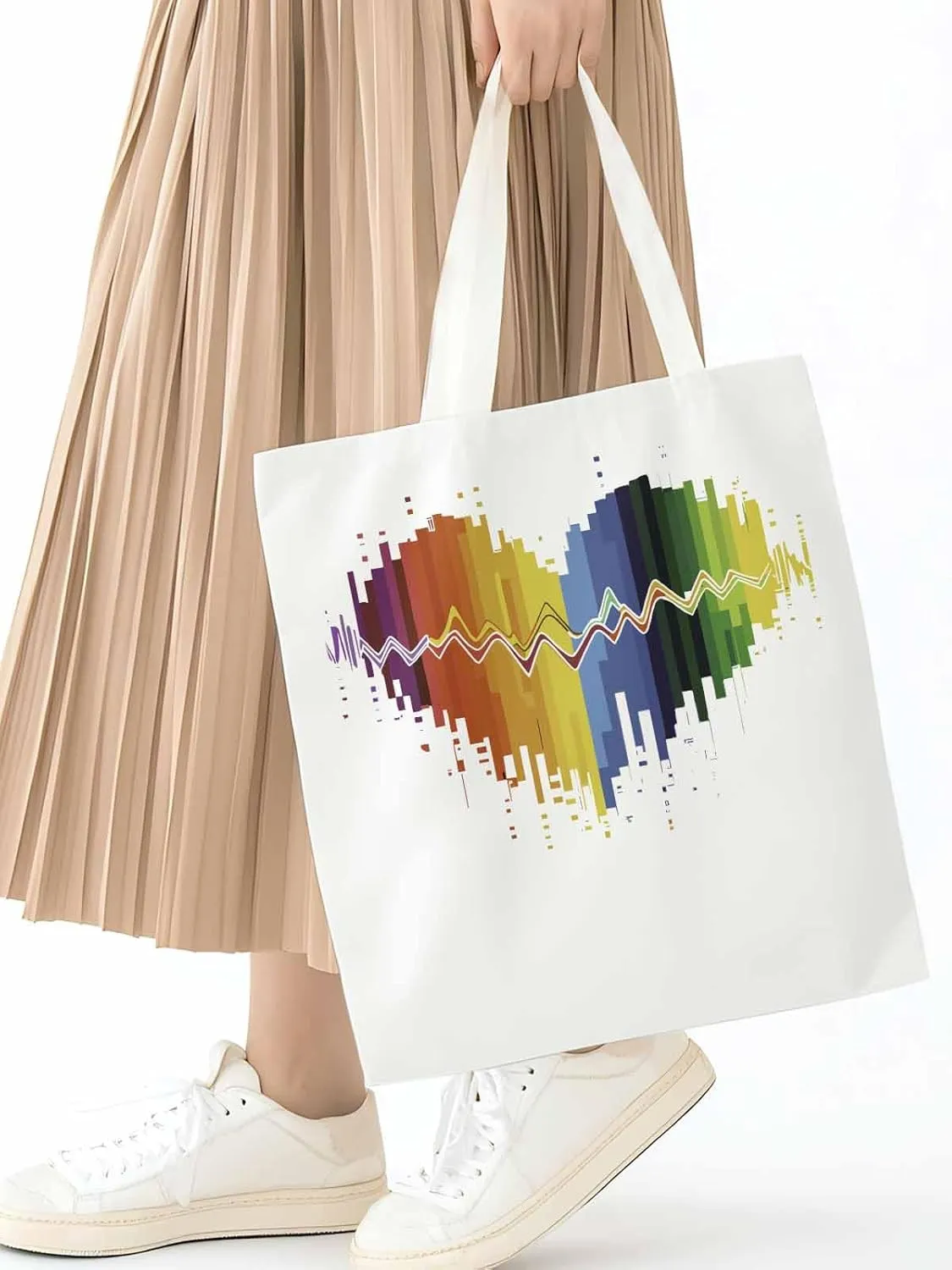 Canvas Tote Bag, Abstract Graffiti Lover Heart Aesthetic Canvas Tote Handbags for Women Shoulder Bag