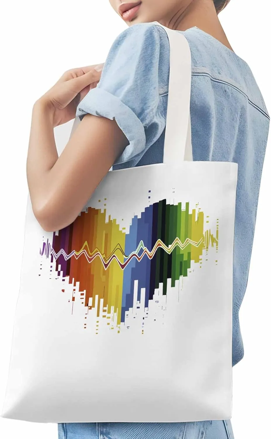 Canvas Tote Bag, Abstract Graffiti Lover Heart Aesthetic Canvas Tote Handbags for Women Shoulder Bag