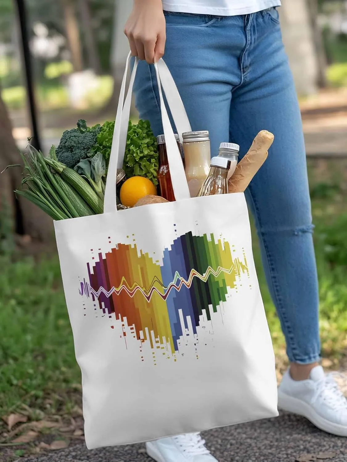 Canvas Tote Bag, Abstract Graffiti Lover Heart Aesthetic Canvas Tote Handbags for Women Shoulder Bag