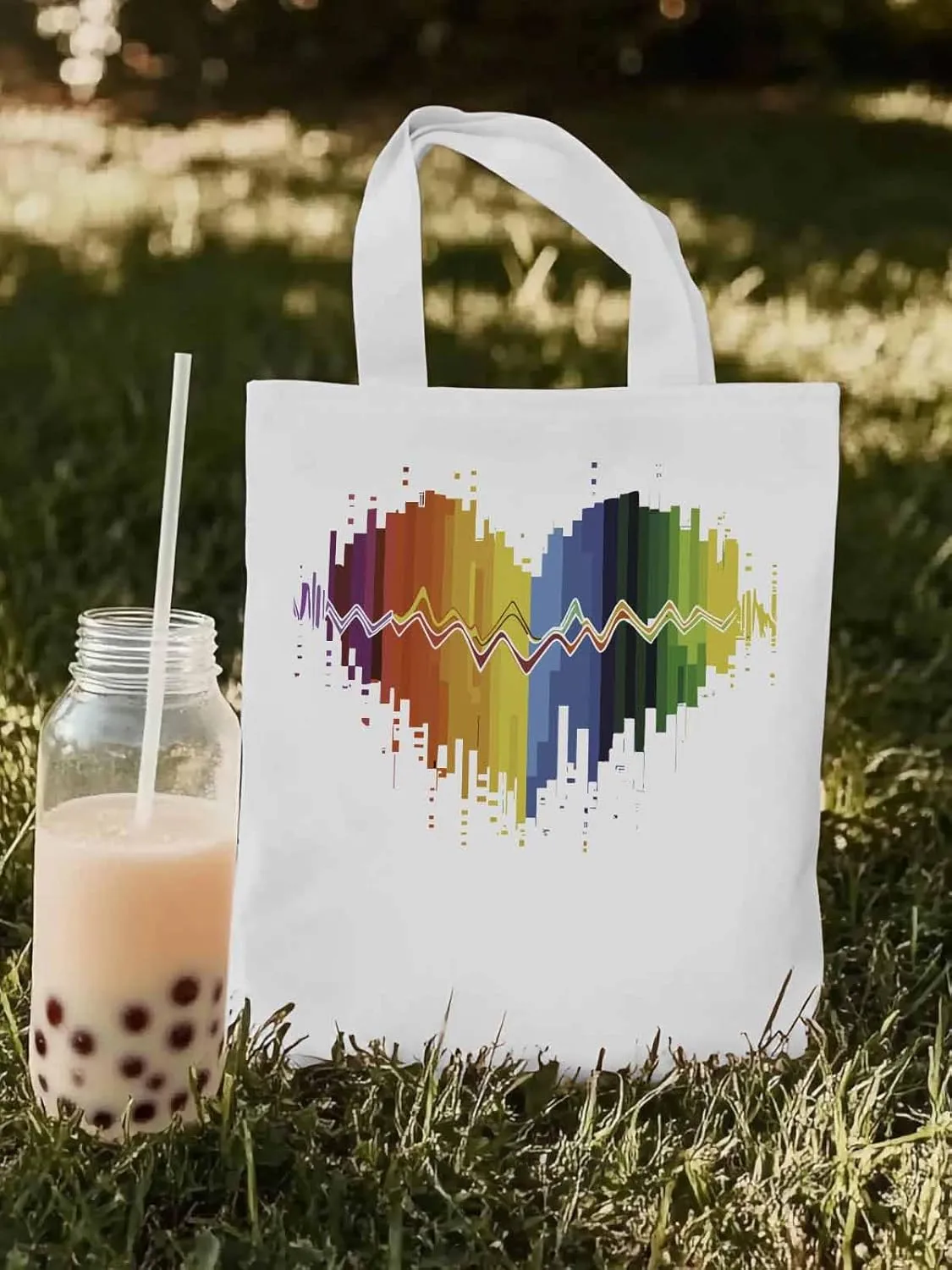 Canvas Tote Bag, Abstract Graffiti Lover Heart Aesthetic Canvas Tote Handbags for Women Shoulder Bag