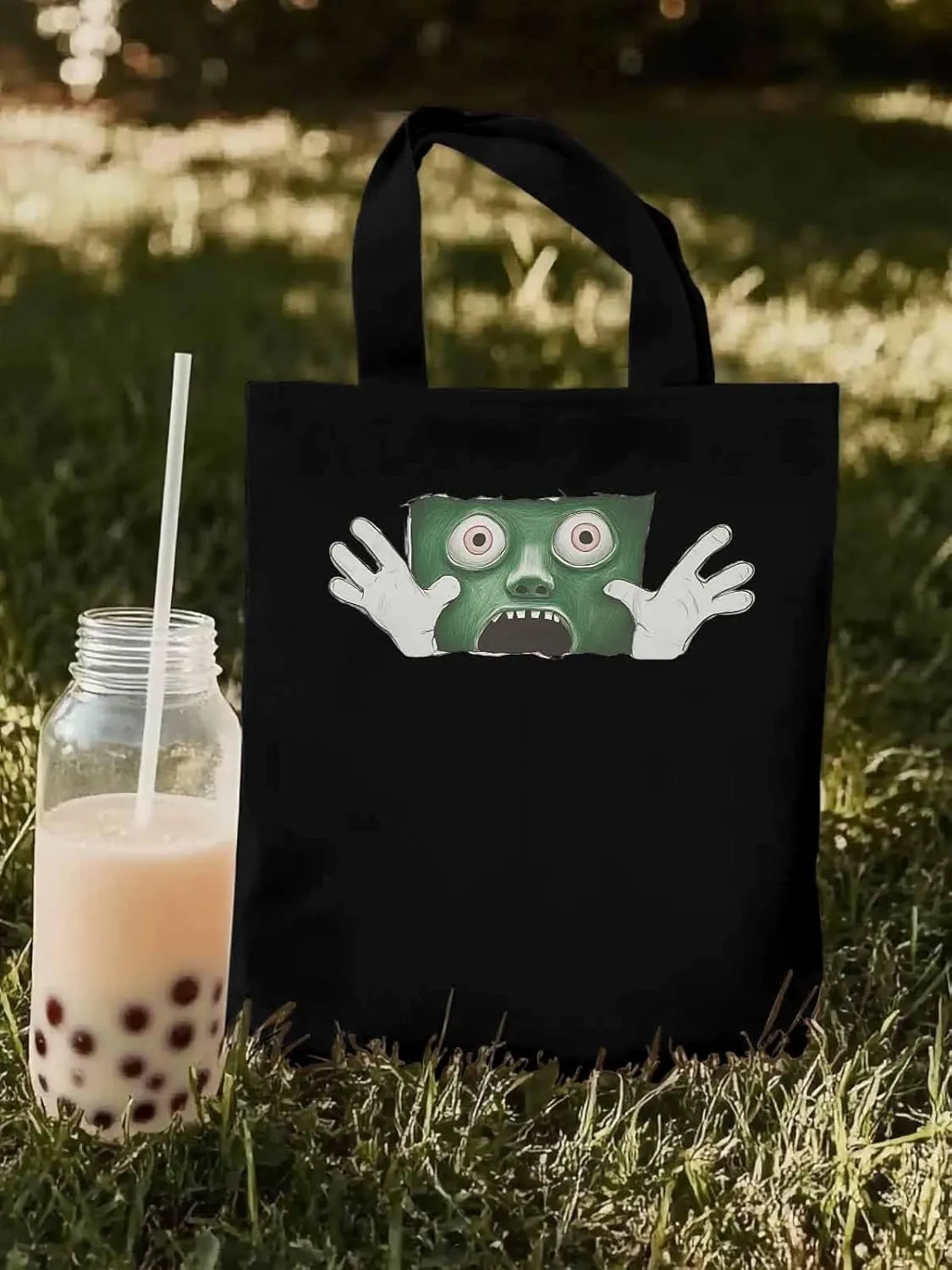 Canvas Tote Bag, Cartoon Feats Eyes Print patterned Canvas Tote Handbags for Women Shoulder Bag,