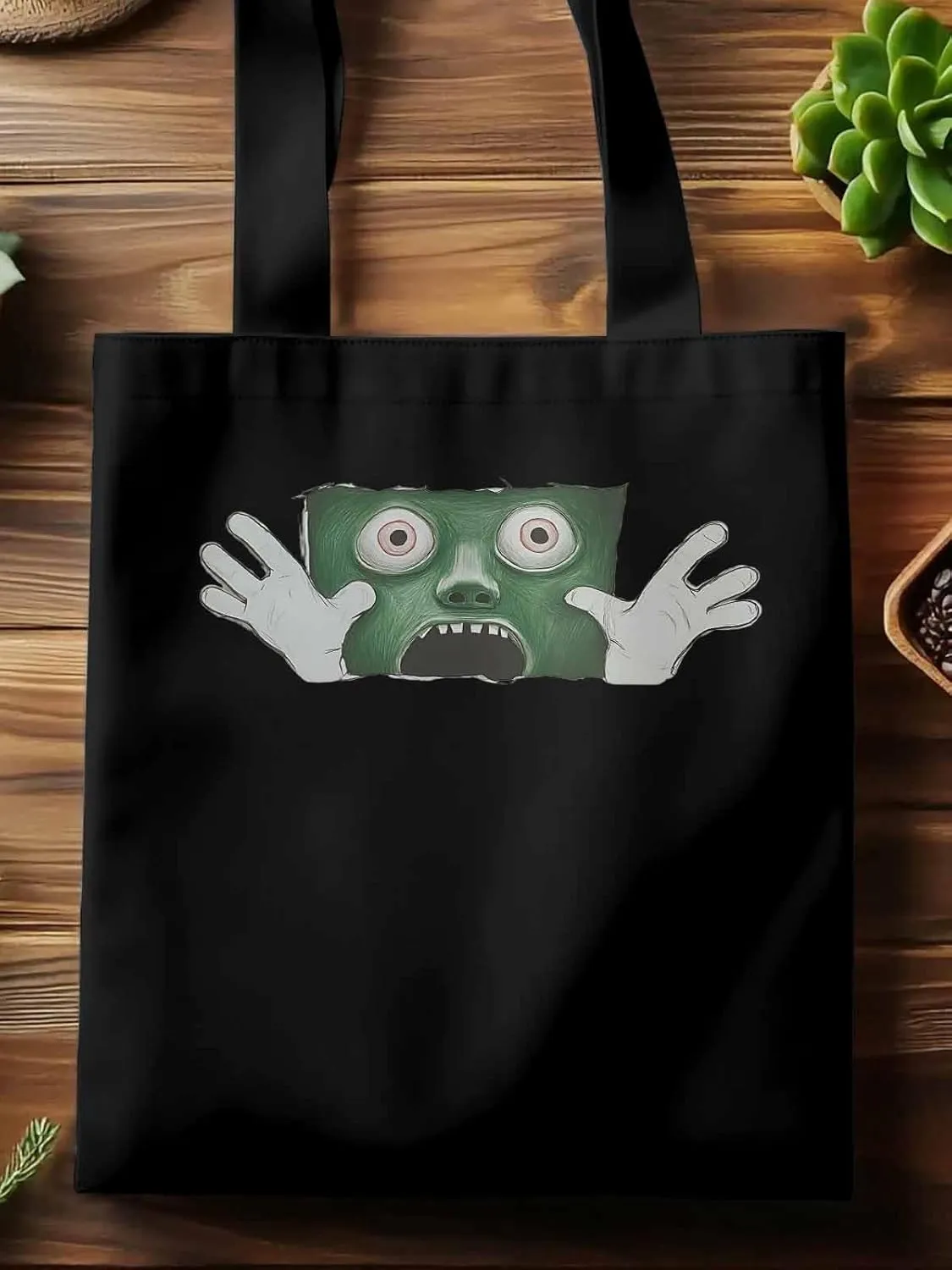 Canvas Tote Bag, Cartoon Feats Eyes Print patterned Canvas Tote Handbags for Women Shoulder Bag,