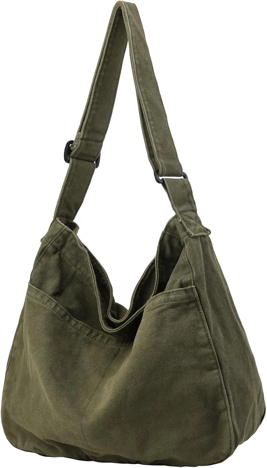 Canvas Tote Bag Casual Hobo Crossbody Shoulder Bag for Women and Men Large Purse Messenger Bag Travel Work