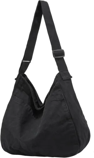 Canvas Tote Bag Casual Hobo Crossbody Shoulder Bag for Women and Men Large Purse Messenger Bag Travel Work