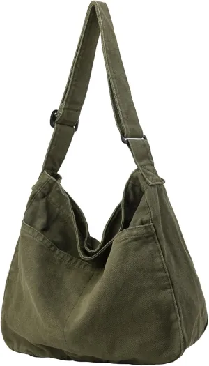 Canvas Tote Bag Casual Hobo Crossbody Shoulder Bag for Women and Men Large Purse Messenger Bag Travel Work