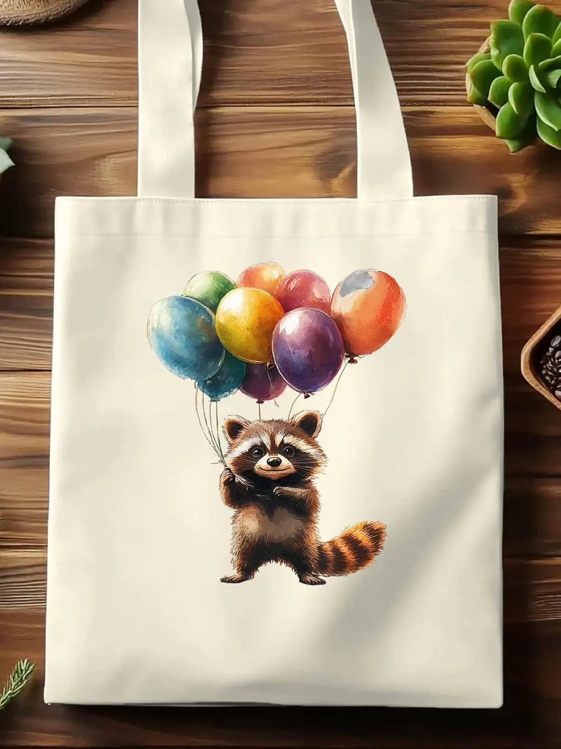 Canvas Tote Bag, Farm Animals Balloon Colorful patterned Canvas Tote Handbags for Women Shoulder Bag,