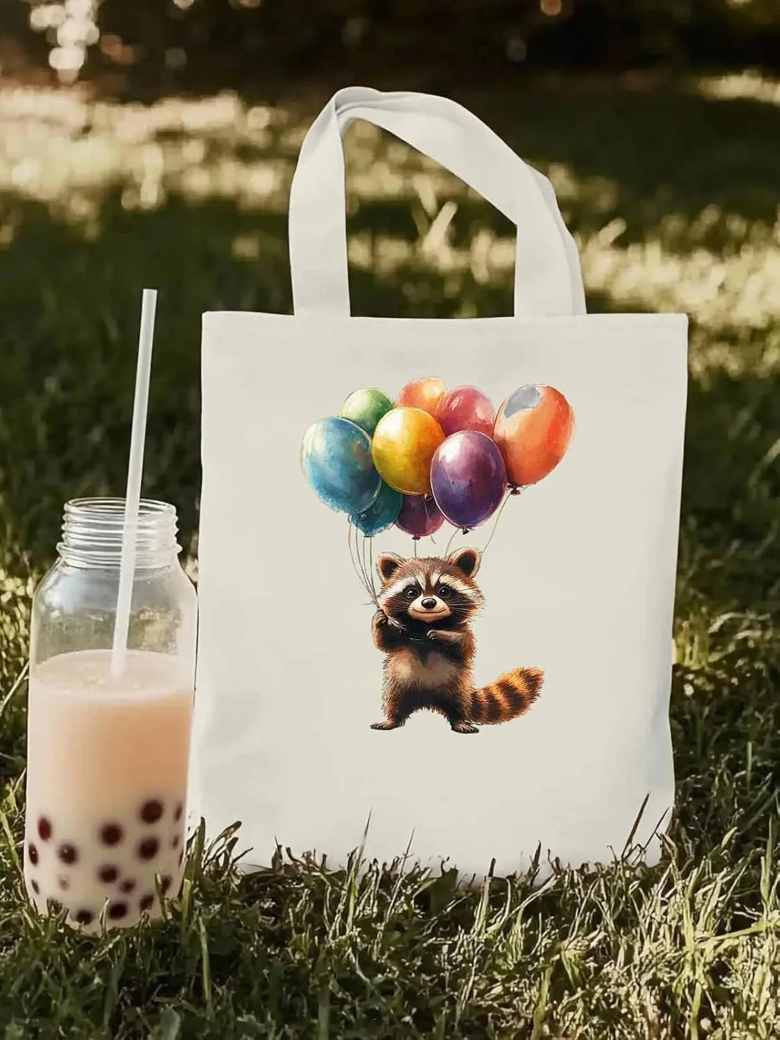 Canvas Tote Bag, Farm Animals Balloon Colorful patterned Canvas Tote Handbags for Women Shoulder Bag,