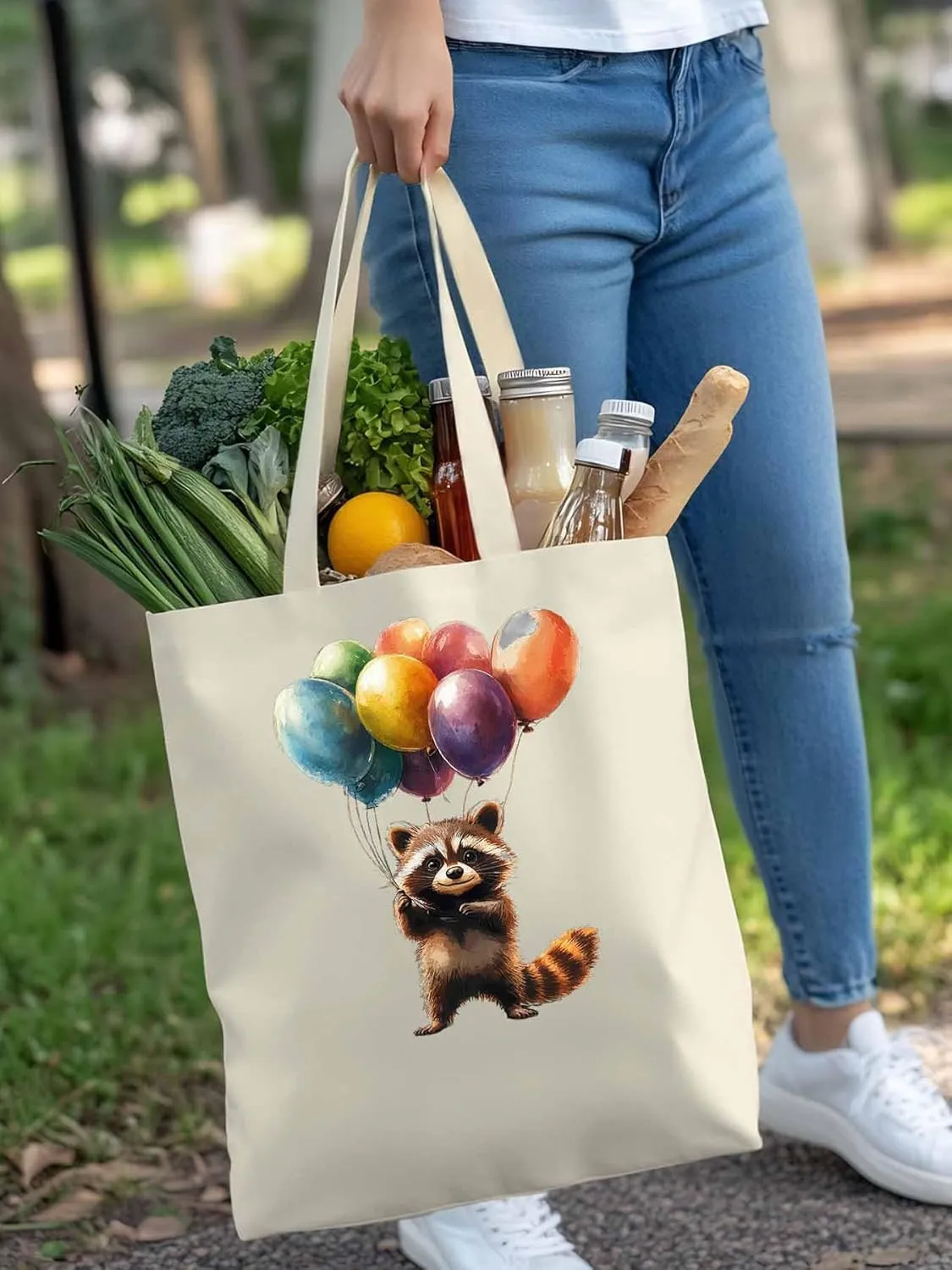 Canvas Tote Bag, Farm Animals Balloon Colorful patterned Canvas Tote Handbags for Women Shoulder Bag,