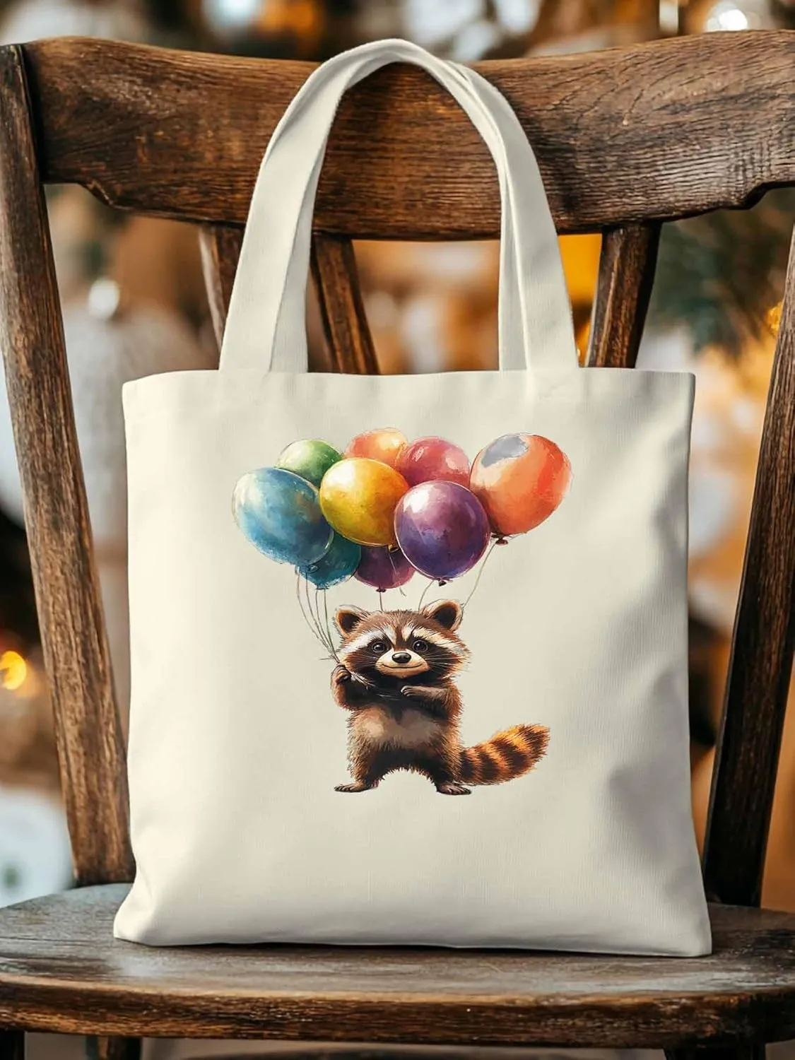 Canvas Tote Bag, Farm Animals Balloon Colorful patterned Canvas Tote Handbags for Women Shoulder Bag,