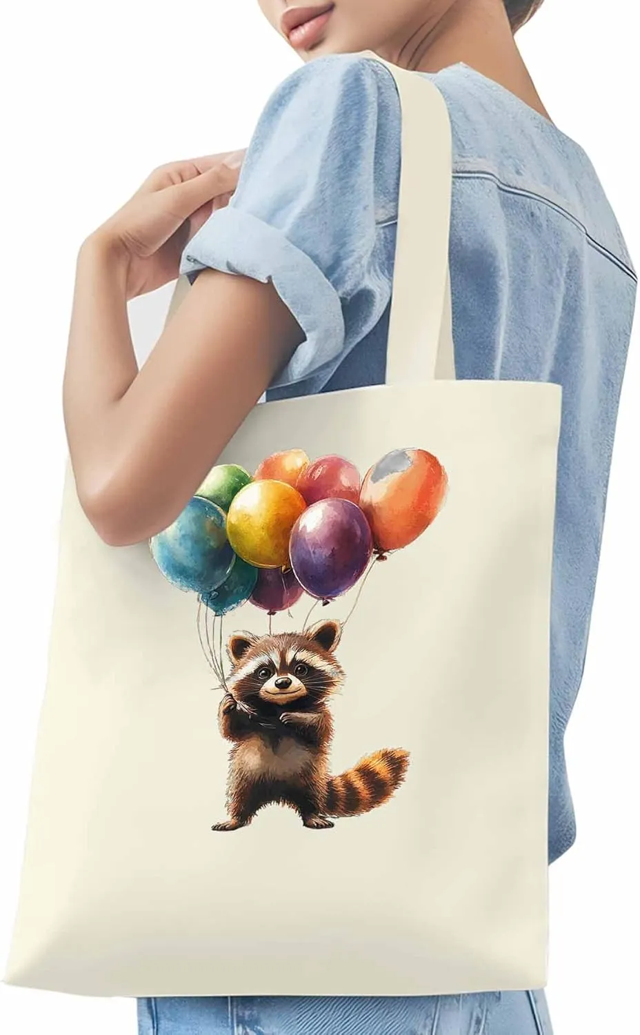 Canvas Tote Bag, Farm Animals Balloon Colorful patterned Canvas Tote Handbags for Women Shoulder Bag,