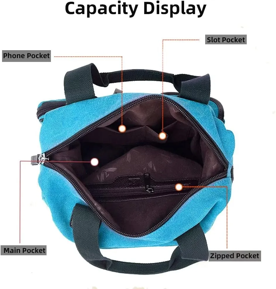 Canvas Tote Bag for Women Multi-pockets Crossbody Purse Roomy Shoulder Handbag Top Handle Satchel Purse Messenger Bag