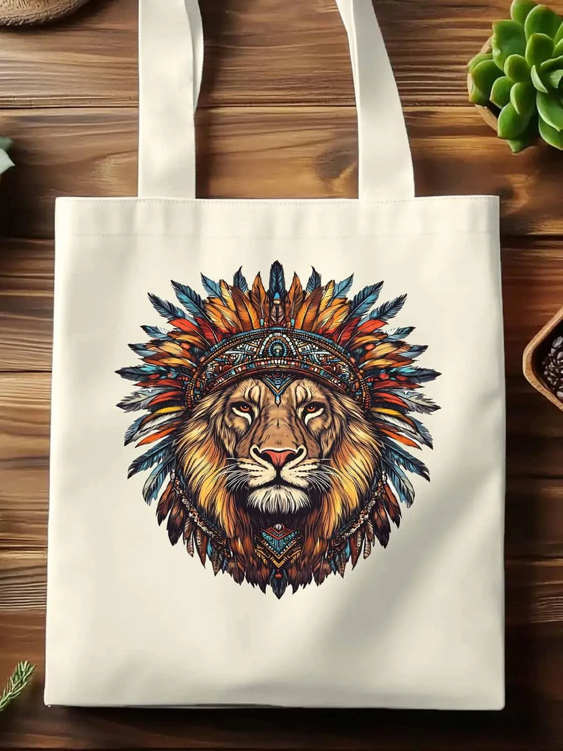 Canvas Tote Bag, Lion Print patterned Canvas Tote Handbags for Women Shoulder Bag,
