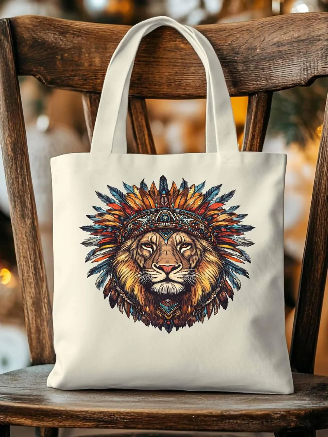 Canvas Tote Bag, Lion Print patterned Canvas Tote Handbags for Women Shoulder Bag,