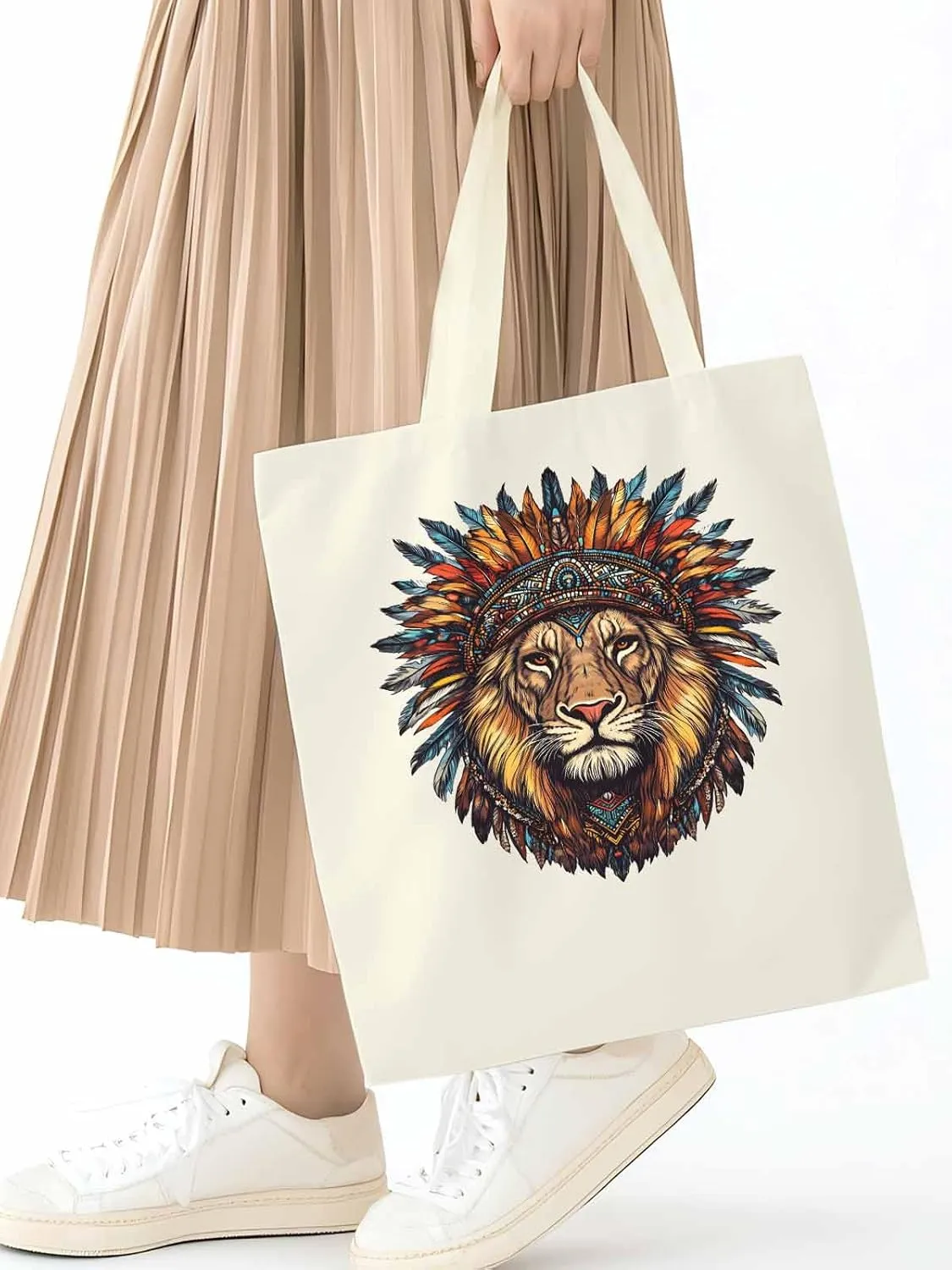 Canvas Tote Bag, Lion Print patterned Canvas Tote Handbags for Women Shoulder Bag,