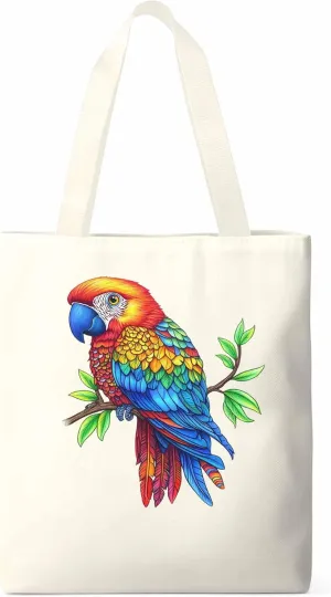 Canvas Tote Bag, Ombre Parrots on Branch patterned Canvas Tote Handbags for Women Shoulder Bag,