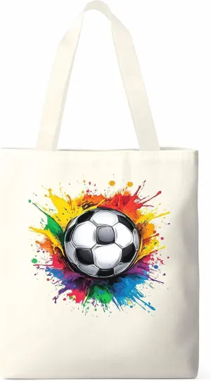 Canvas Tote Bag, Soccer Colorful patterned Canvas Tote Handbags for Women Shoulder Bag,
