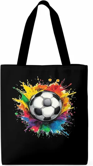 Canvas Tote Bag, Soccer Colorful patterned Canvas Tote Handbags for Women Shoulder Bag,